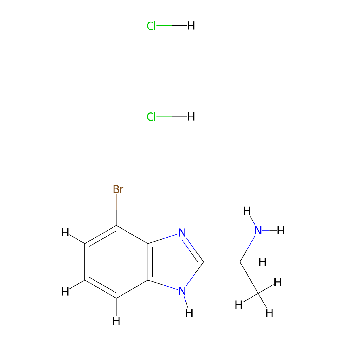 1-(4-bromo-1H-1,3-benzodiazol-2-yl)ethan-1-amine dihydrochloride molecular structure, CAS 2768332-35-8