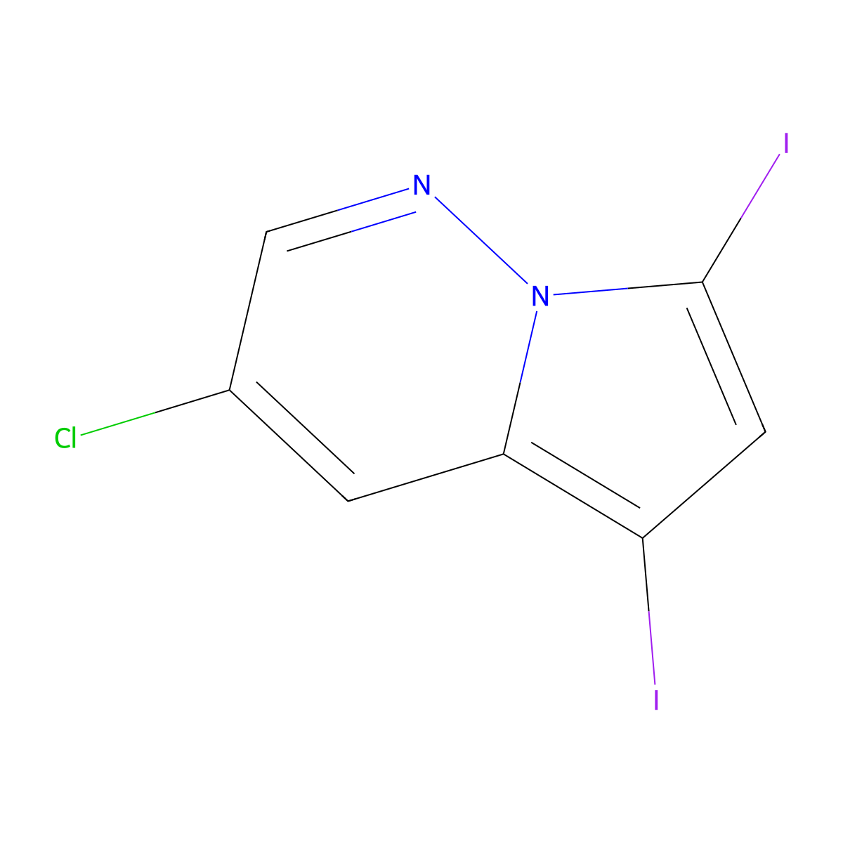 3-Chloro-5,7-diiodopyrrolo[1,2-B]pyridazine molecular structure, CAS 2768549-92-2