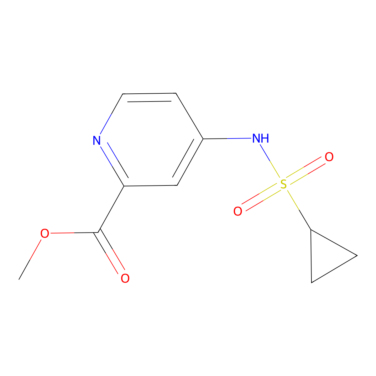 Methyl 4-(cyclopropylsulfonylamino)pyridine-2-carboxylate molecular structure, CAS 2768550-71-4