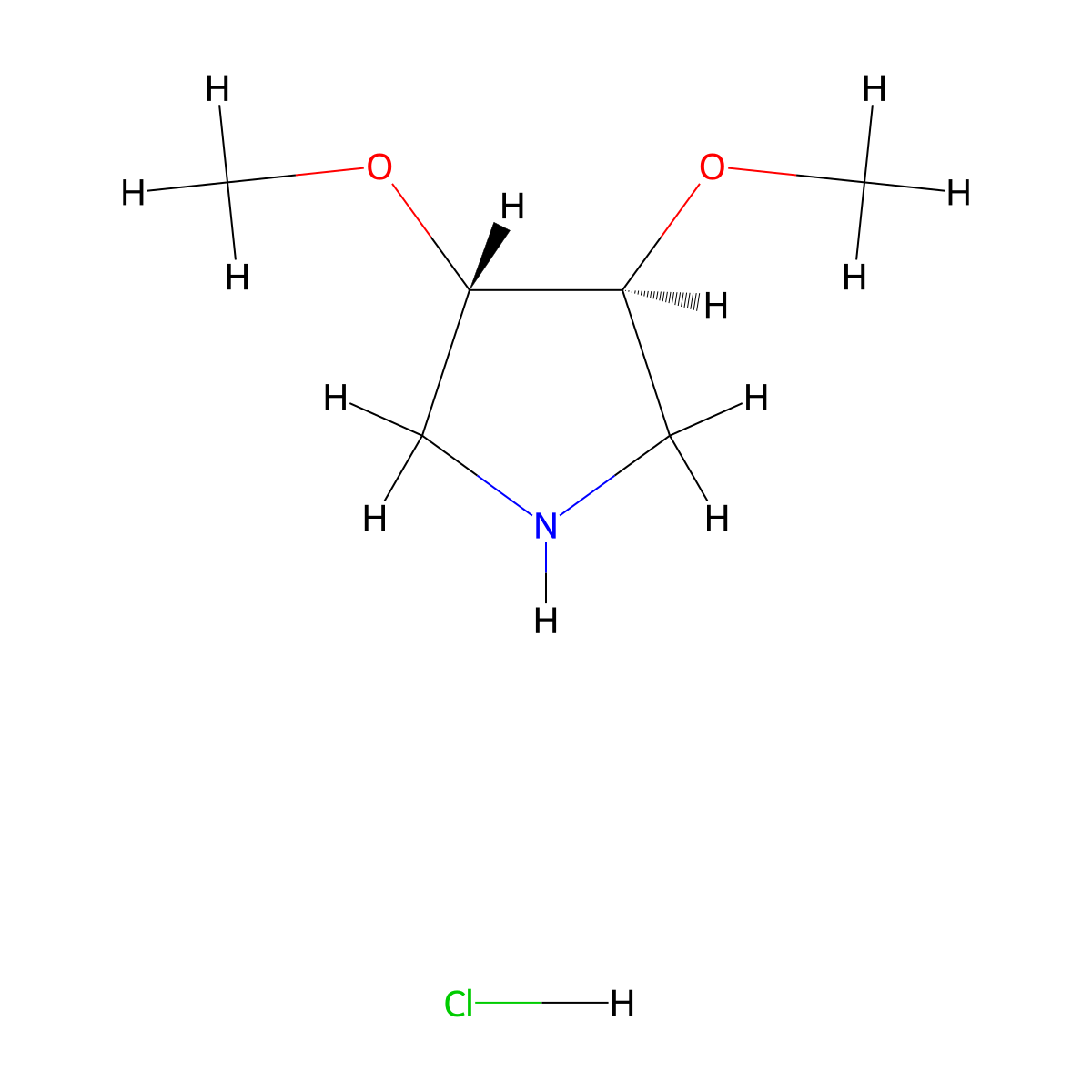 (3S,4S)-3,4-dimethoxypyrrolidine;hydrochloride molecular structure, CAS 276862-69-2