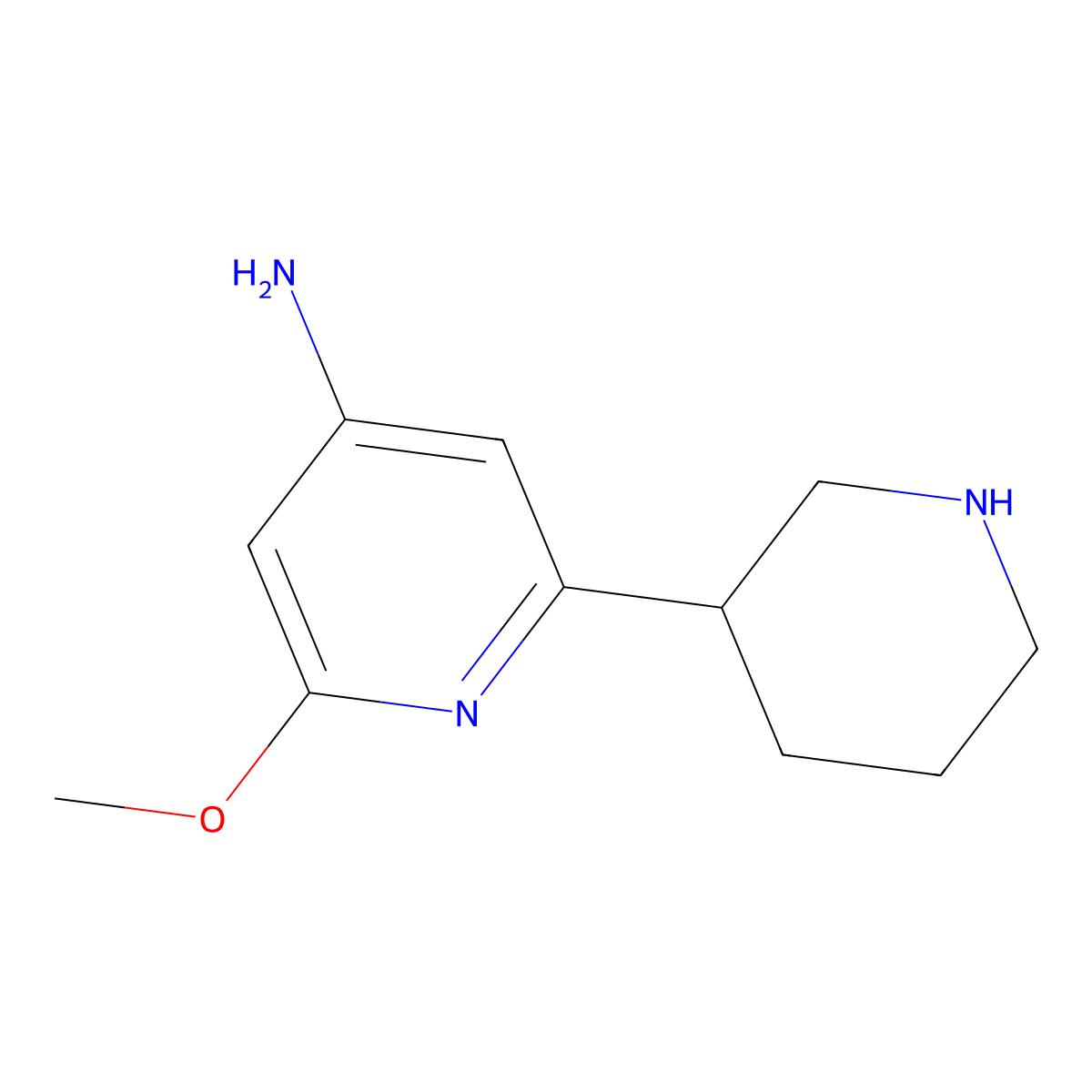 2-Methoxy-6-(piperidin-3-yl)pyridin-4-amine molecular structure, CAS 2768654-47-1