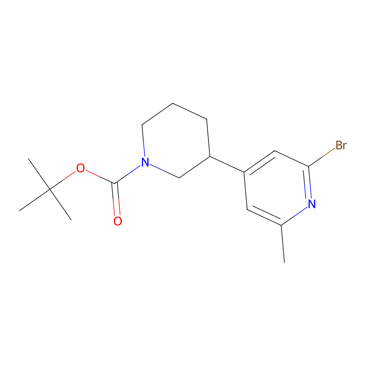 Tert-butyl 3-(2-bromo-6-methylpyridin-4-yl)piperidine-1-carboxylate molecular structure, CAS 2768655-19-0
