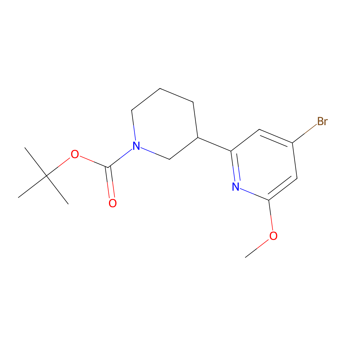 Tert-butyl 3-(4-bromo-6-methoxypyridin-2-yl)piperidine-1-carboxylate molecular structure, CAS 2768655-26-9