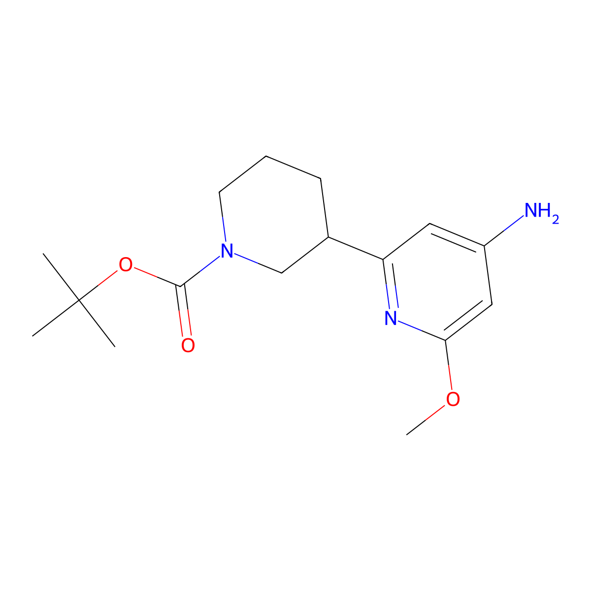 Tert-butyl 3-(4-amino-6-methoxypyridin-2-yl)piperidine-1-carboxylate molecular structure, CAS 2768657-54-9