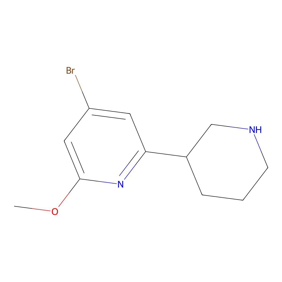 4-Bromo-2-methoxy-6-(piperidin-3-yl)pyridine molecular structure, CAS 2768657-87-8
