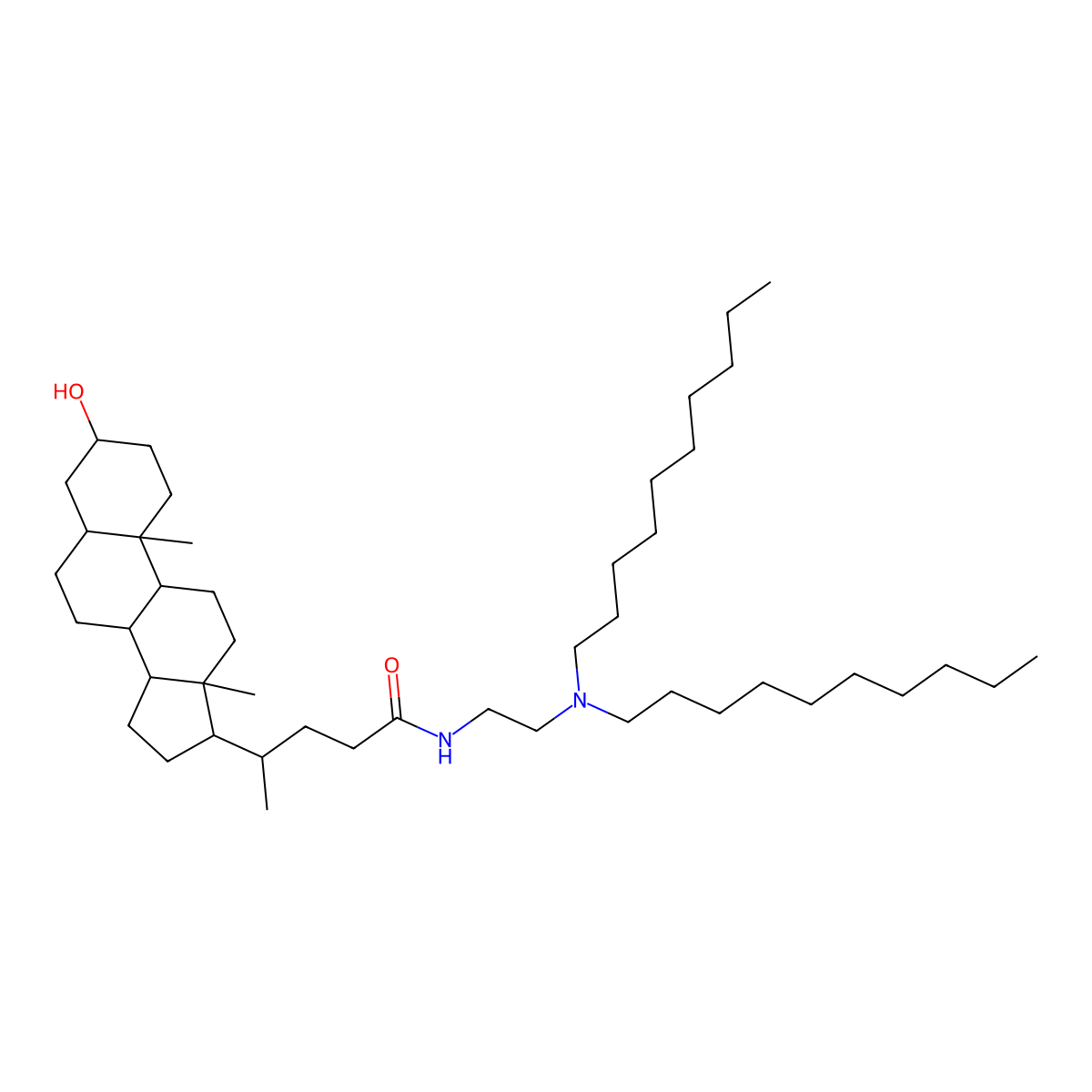 (4R)-N-[2-(didecylamino)ethyl]-4-[(3R,5R,8R,9S,10S,13R,14S,17R)-3-hydroxy-10,13-dimethyl-2,3,4,5,6,7,8,9,11,12,14,15,16,17-tetradecahydro-1H-cyclopenta[a]phenanthren-17-yl]pentanamide molecular structure, CAS 2768690-22-6