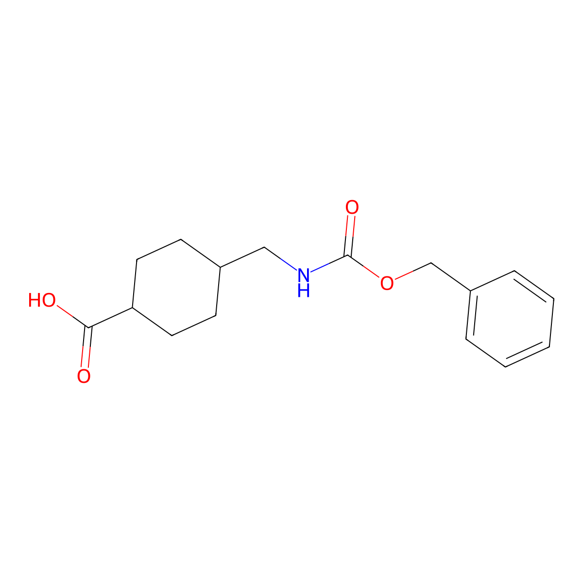 Cbz-trans-4-(aminomethyl)cyclohexanecarboxylic acid molecular structure, CAS 27687-12-3