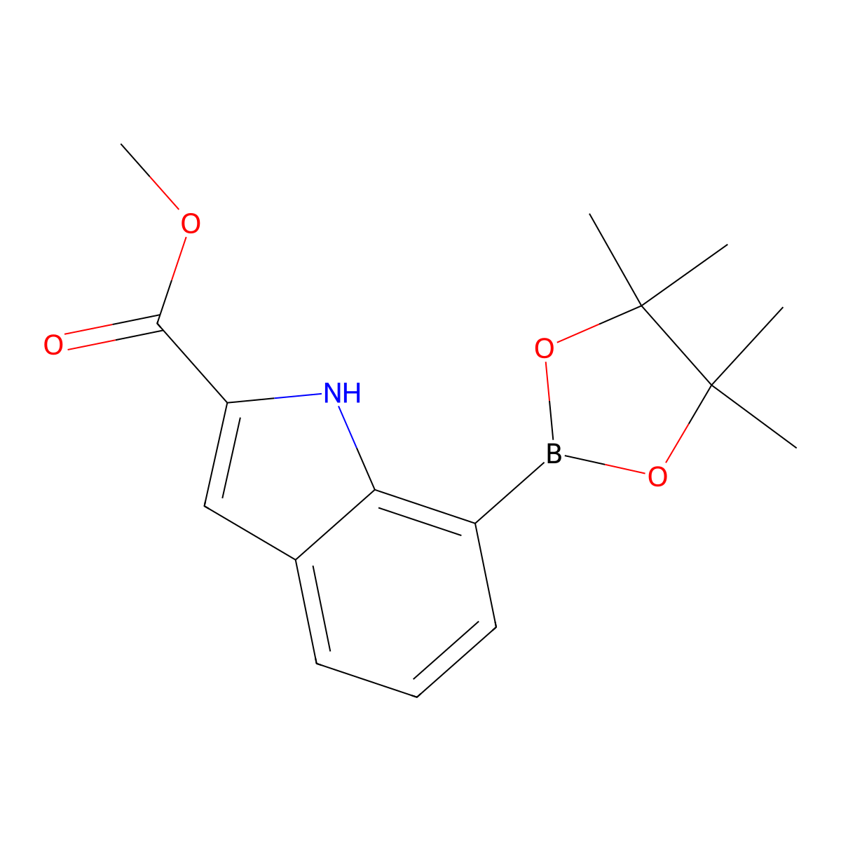 Methyl 7-(4,4,5,5-tetramethyl-1,3,2-dioxaborolan-2-YL)-1H-indole-2-carboxylate molecular structure, CAS 2768711-94-8