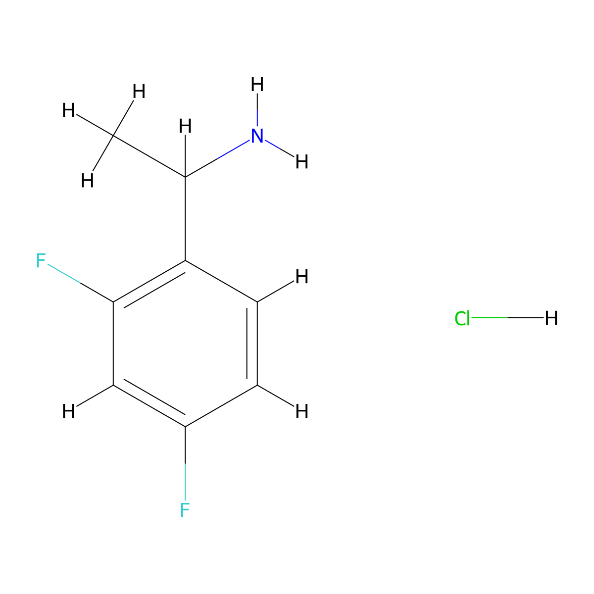 1-(2,4-Difluorophenyl)ethan-1-amine--hydrogen chloride (1/1) molecular structure, CAS 276875-47-9