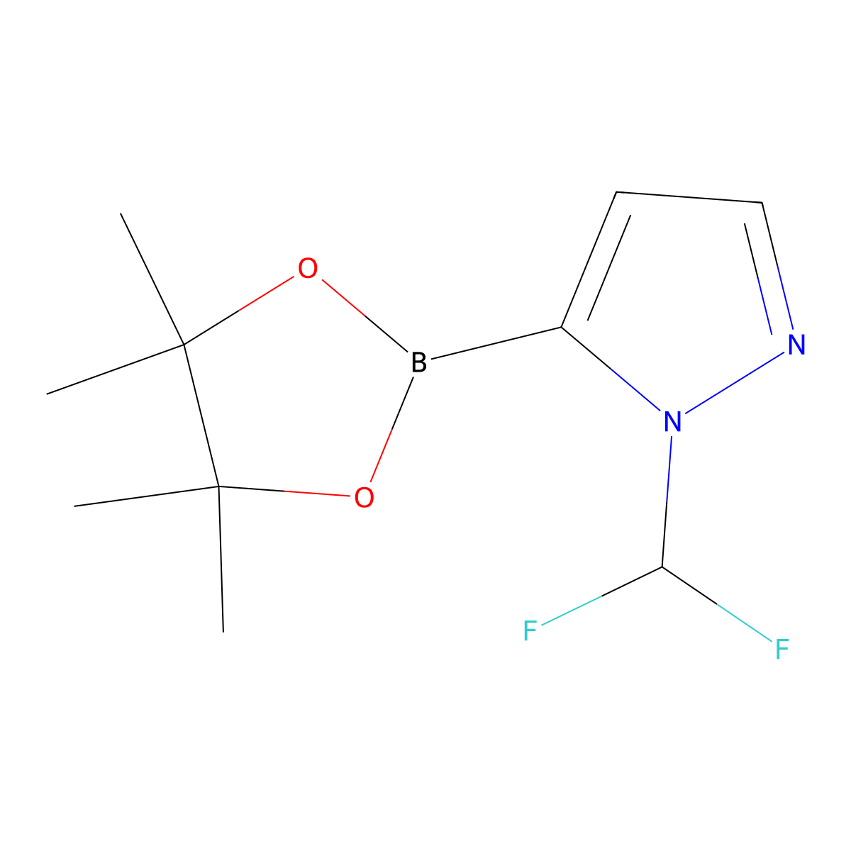 1-(Difluoromethyl)-5-(4,4,5,5-tetramethyl-1,3,2-dioxaborolan-2-yl)-1H-pyrazole molecular structure, CAS 2768871-67-4