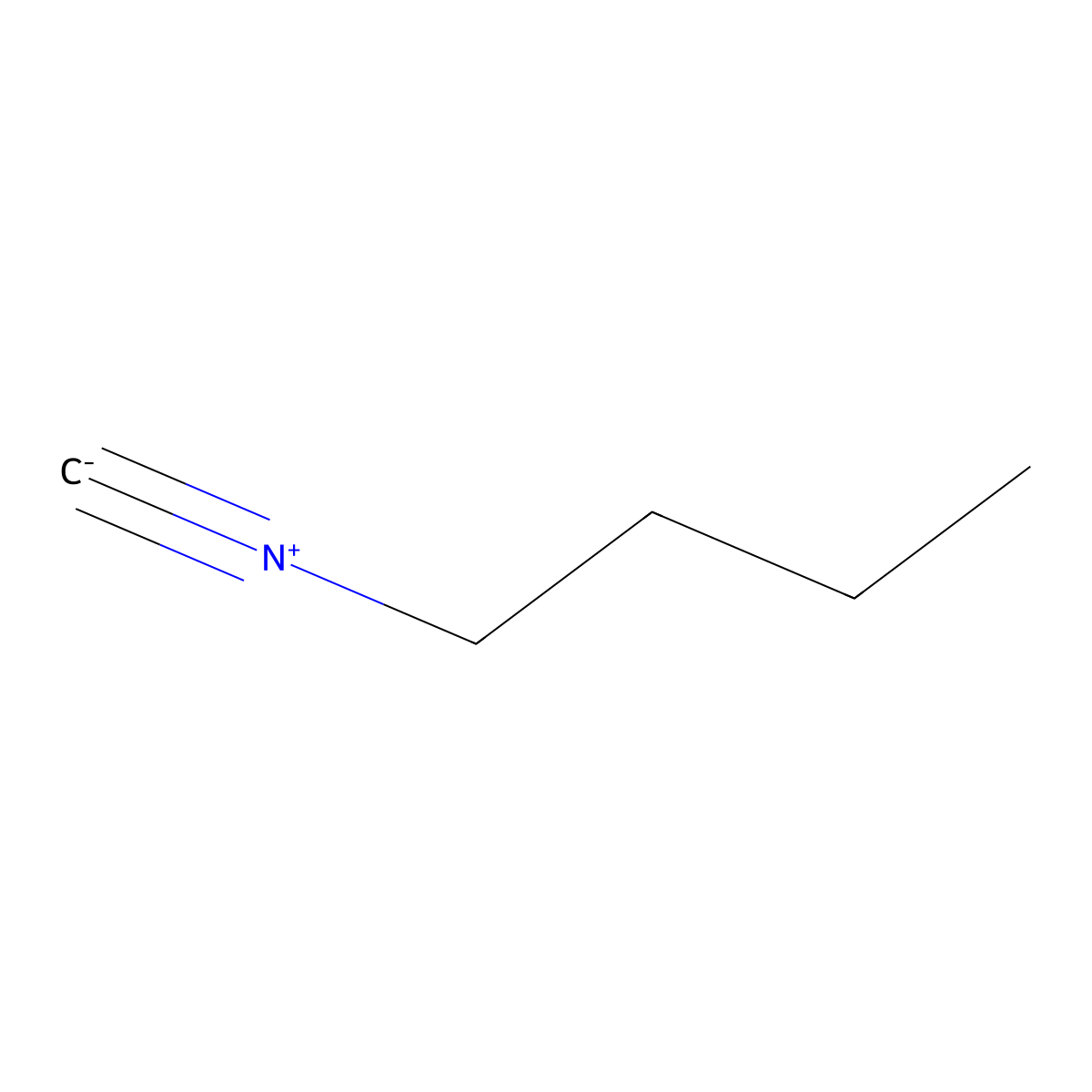 Butyl isocyanide molecular structure, CAS 2769-64-4