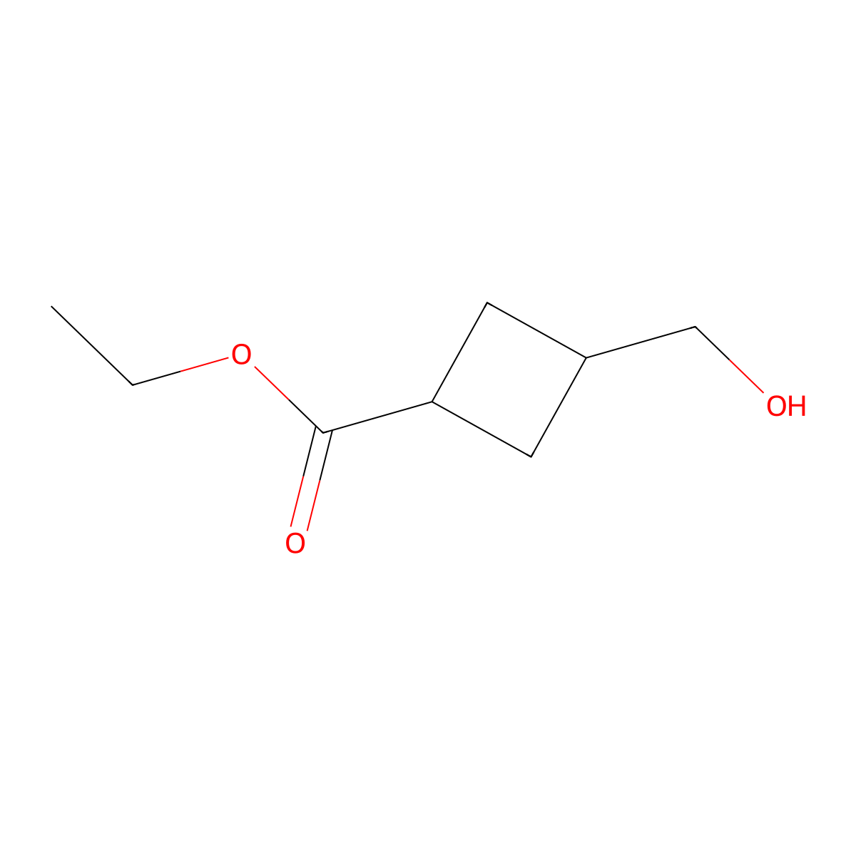 Ethyl 3-(hydroxymethyl)cyclobutane-1-carboxylate molecular structure, CAS 27697-61-6