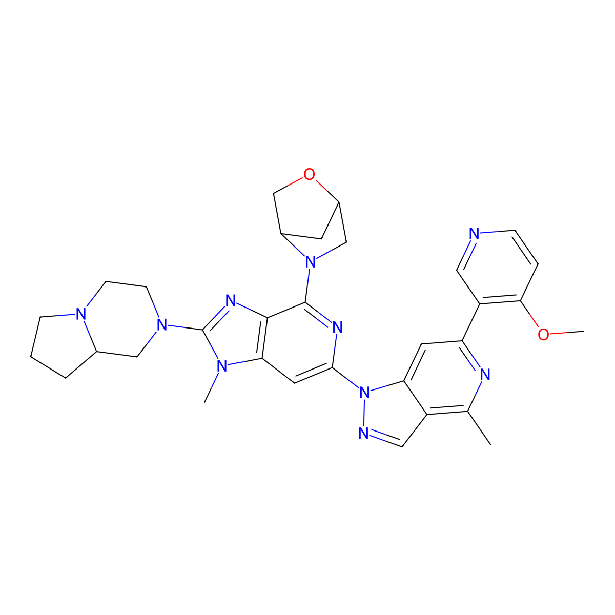 (1R,4R)-5-[2-[(8aR)-3,4,6,7,8,8a-hexahydro-1H-pyrrolo[1,2-a]pyrazin-2-yl]-6-[6-(4-methoxy-3-pyridinyl)-4-methylpyrazolo[4,3-c]pyridin-1-yl]-1-methylimidazo[4,5-c]pyridin-4-yl]-2-oxa-5-azabicyclo[2.2.1]heptane molecular structure, CAS 2769715-68-4