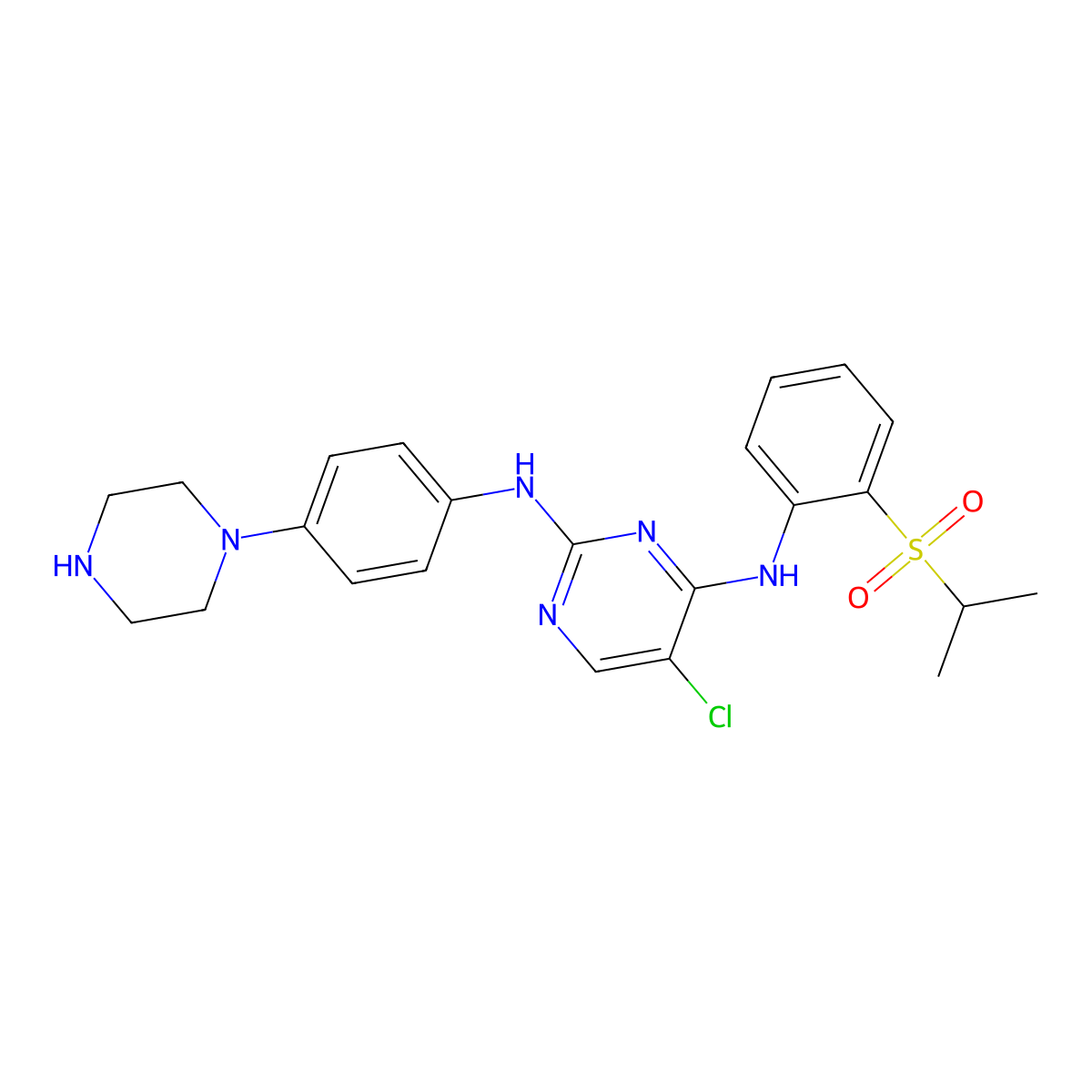5-Chloro-N4-(2-(isopropylsulfonyl)phenyl)-N2-(4-(piperazin-1-yl)phenyl)pyrimidine-2,4-diamine molecular structure, CAS 2769753-10-6