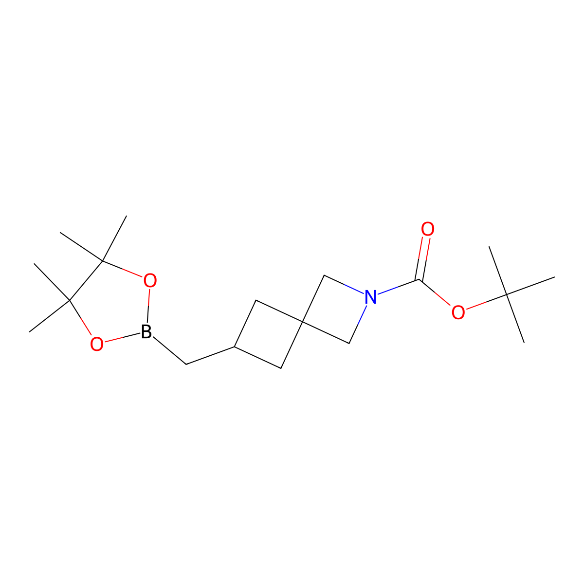 tert-Butyl 6-((4,4,5,5-tetramethyl-1,3,2-dioxaborolan-2-yl)methyl)-2-azaspiro[3.3]heptane-2-carboxylate molecular structure, CAS 2769820-89-3