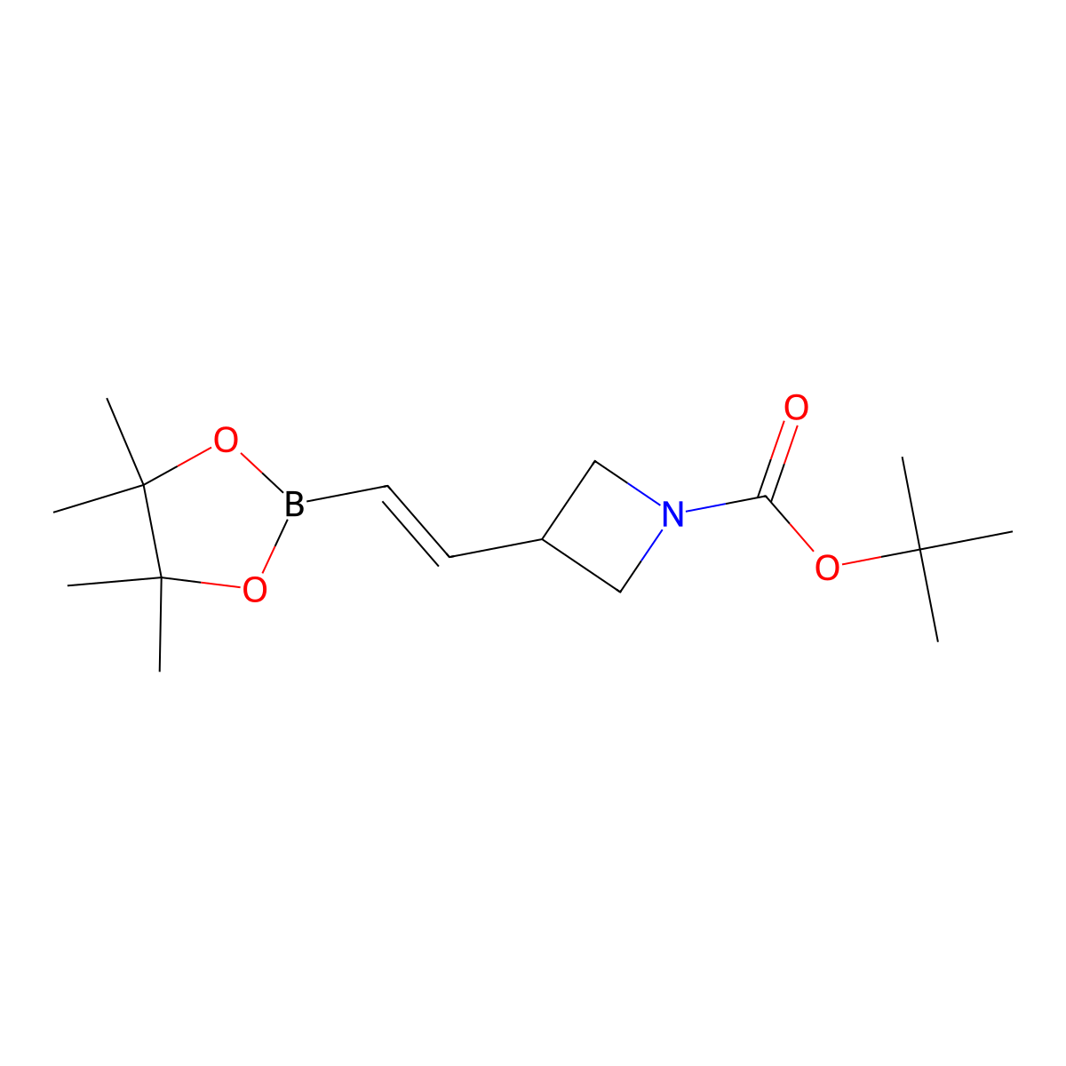 tert-Butyl (E)-3-(2-(4,4,5,5-tetramethyl-1,3,2-dioxaborolan-2-yl)vinyl)azetidine-1-carboxylate molecular structure, CAS 2769821-05-6