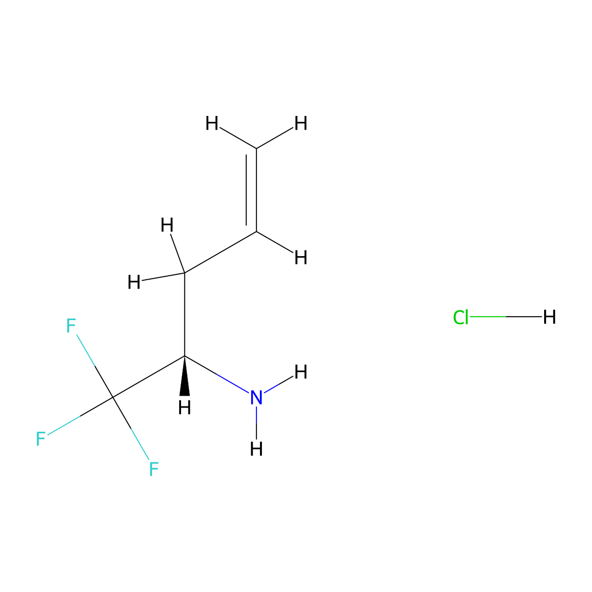 (S)-1,1,1-Trifluoropent-4-en-2-amine hydrochloride molecular structure, CAS 2769989-46-8