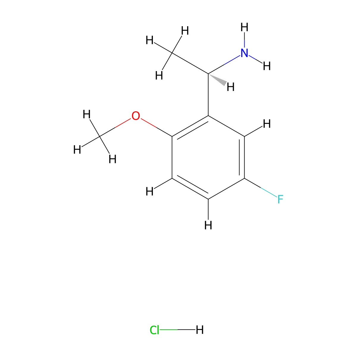 (R)-1-(5-fluoro-2-methoxyphenyl)ethan-1-amine hydrochloride molecular structure, CAS 2769990-88-5