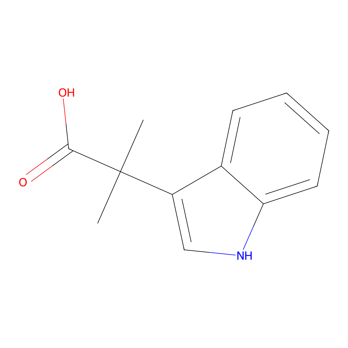 2-(1H-indol-3-yl)-2-methylpropanoic acid molecular structure, CAS 2770-92-5