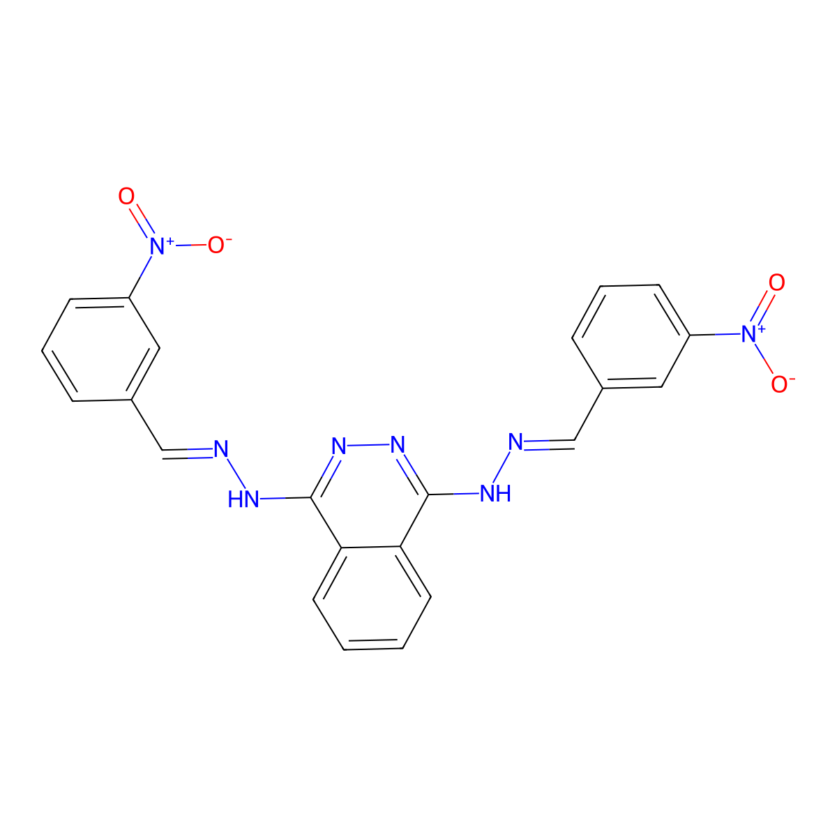 1-N,4-N-bis[(3-nitrophenyl)methylideneamino]phthalazine-1,4-diamine molecular structure, CAS 27702-28-9