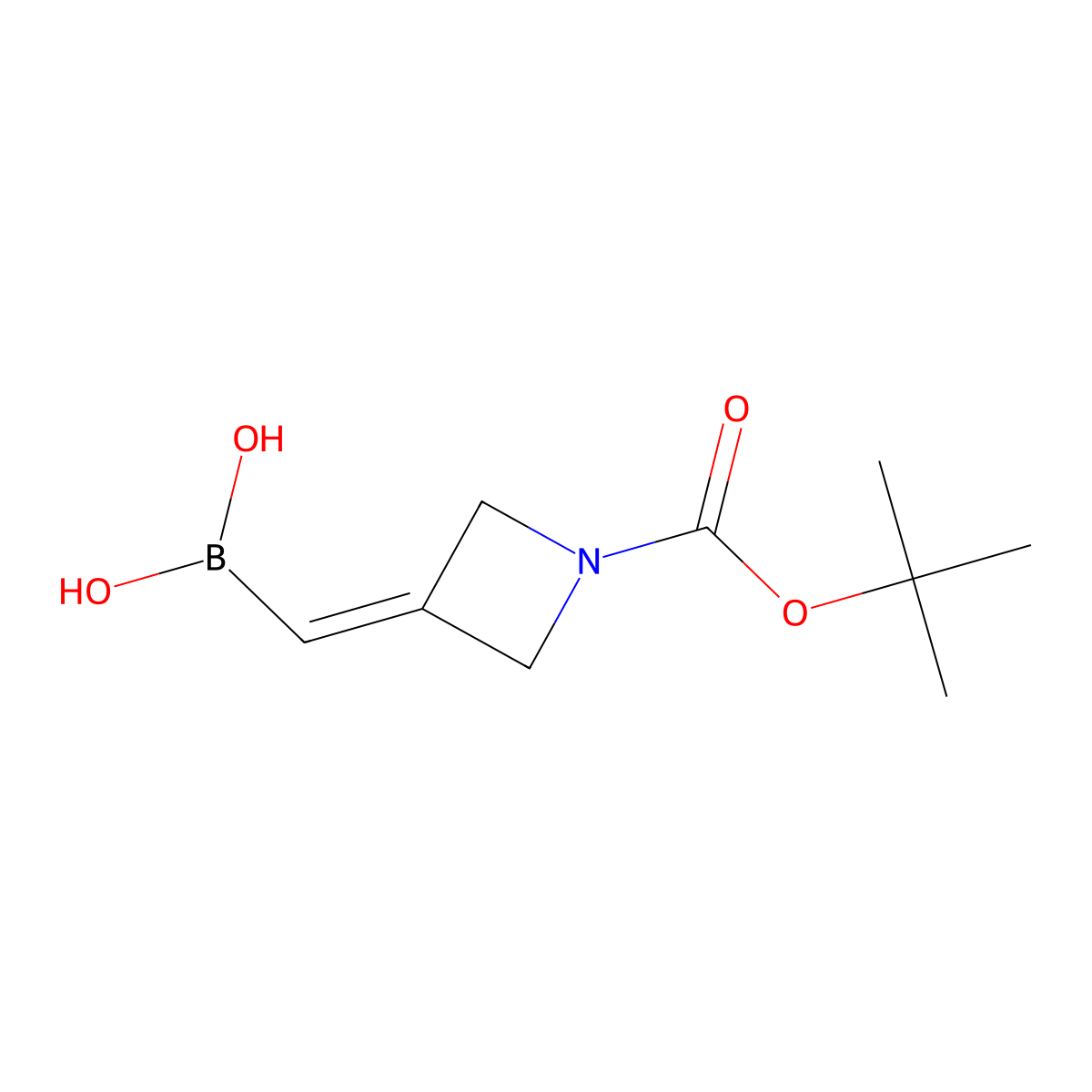 ((1-(tert-Butoxycarbonyl)azetidin-3-ylidene)methyl)boronic acid molecular structure, CAS 2770252-80-5