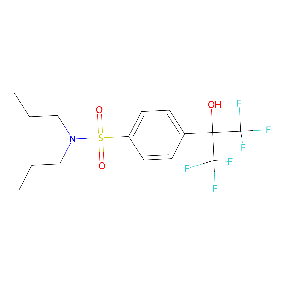 4-(1,1,1,3,3,3-hexafluoro-2-hydroxypropan-2-yl)-N,N-dipropylbenzenesulfonamide molecular structure, CAS 2770297-66-8