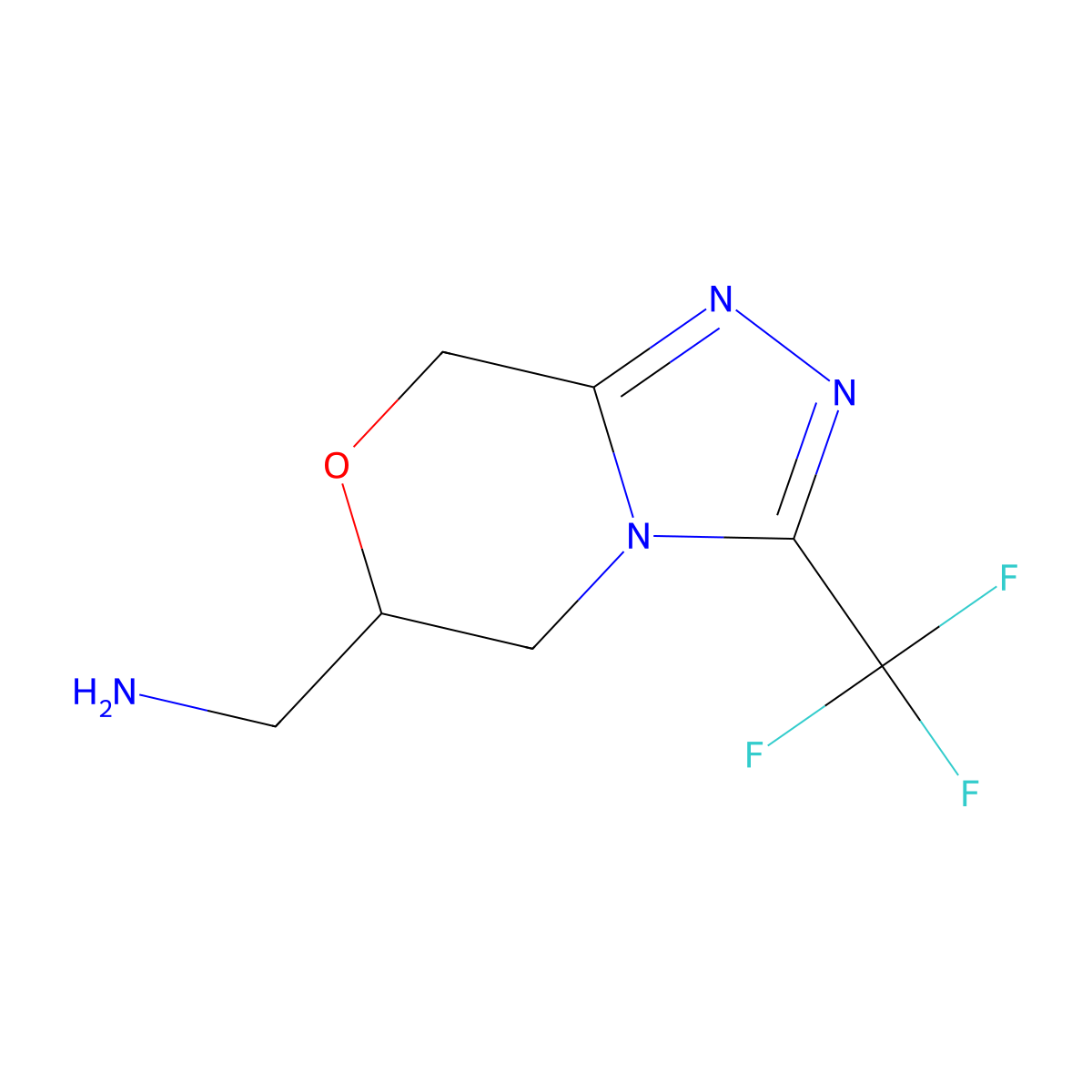 (3-(Trifluoromethyl)-5,6-dihydro-8H-[1,2,4]triazolo[3,4-c][1,4]oxazin-6-yl)methanamine molecular structure, CAS 2770346-35-3
