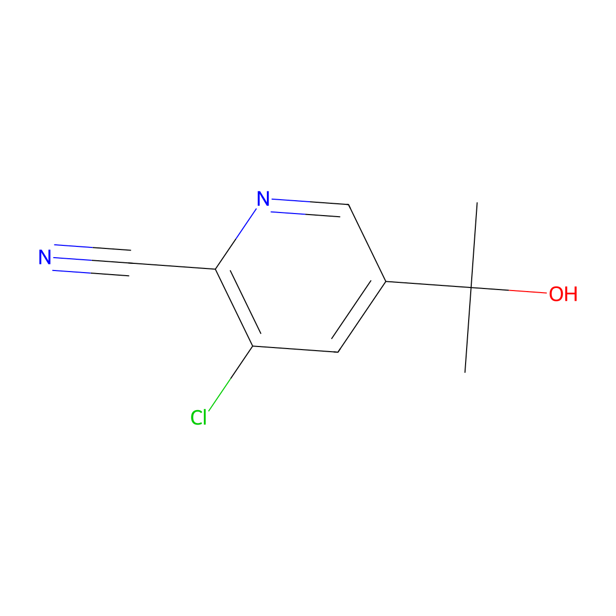 3-Chloro-5-(2-hydroxypropan-2-yl)picolinonitrile molecular structure, CAS 2770346-39-7
