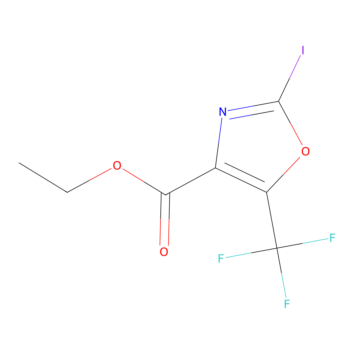 Ethyl 2-iodo-5-(trifluoromethyl)oxazole-4-carboxylate molecular structure, CAS 2770348-69-9