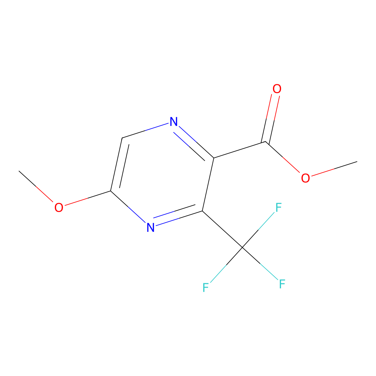 Methyl 5-methoxy-3-(trifluoromethyl)pyrazine-2-carboxylate molecular structure, CAS 2770349-32-9