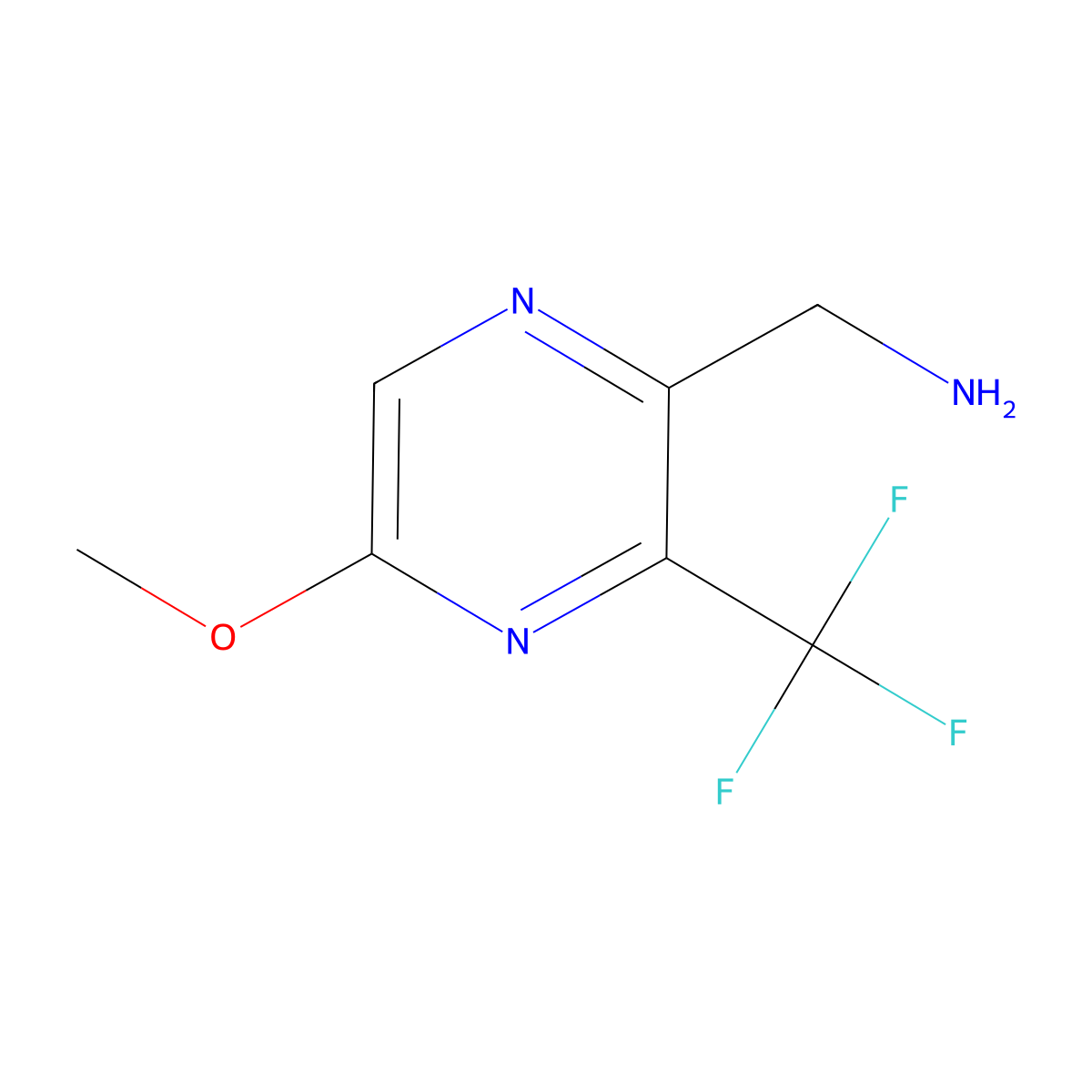 (5-Methoxy-3-(trifluoromethyl)pyrazin-2-yl)methanamine molecular structure, CAS 2770349-37-4