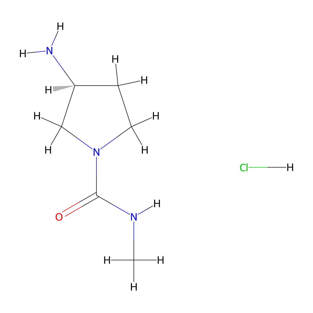 (3S)-3-amino-N-methylpyrrolidine-1-carboxamide hydrochloride molecular structure, CAS 2770353-42-7