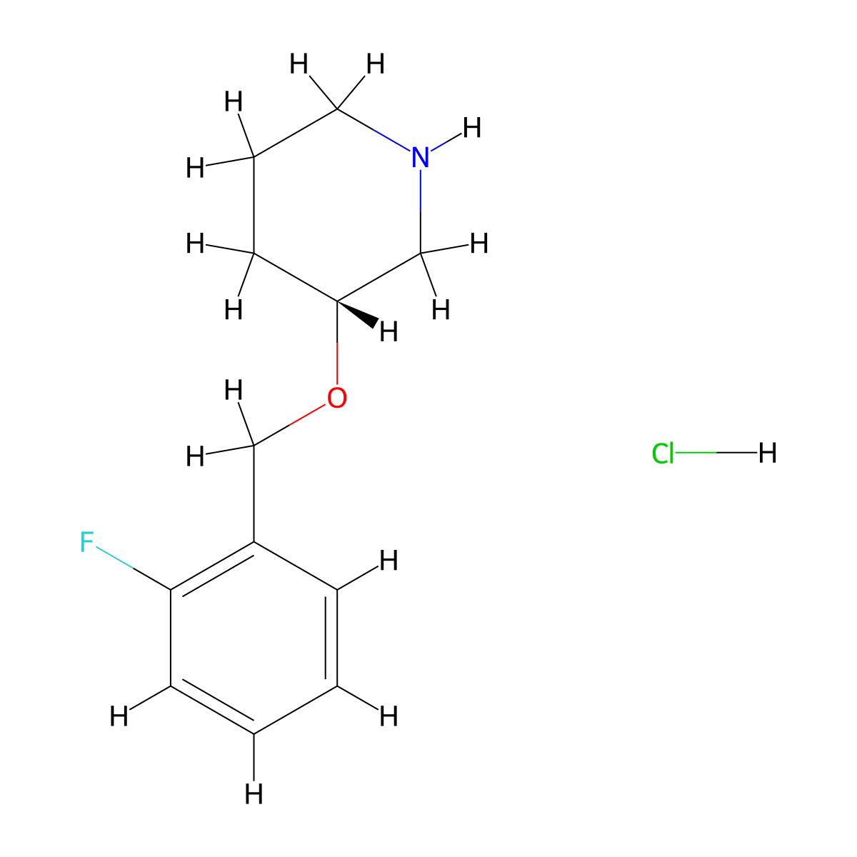 (3R)-3-[(2-fluorophenyl)methoxy]piperidinehydrochloride molecular structure, CAS 2770353-54-1
