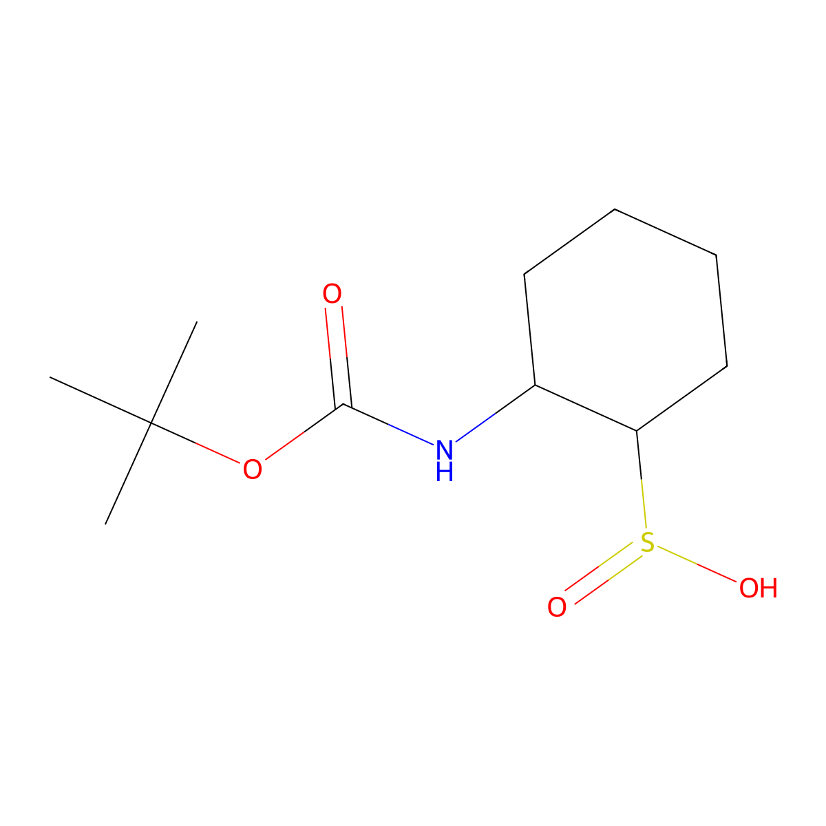(1S,2R)-2-{[(tert-butoxy)carbonyl]amino}cyclohexane-1-sulfinic acid molecular structure, CAS 2770354-30-6