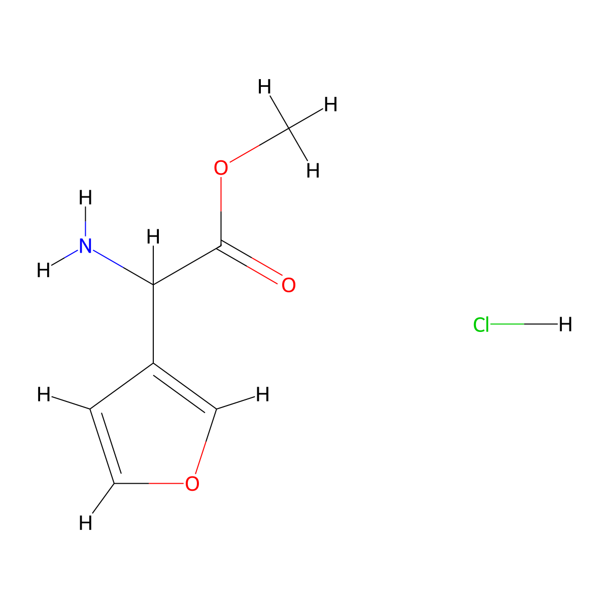 Methyl 2-amino-2-(furan-3-yl)acetate hydrochloride molecular structure, CAS 2770358-61-5