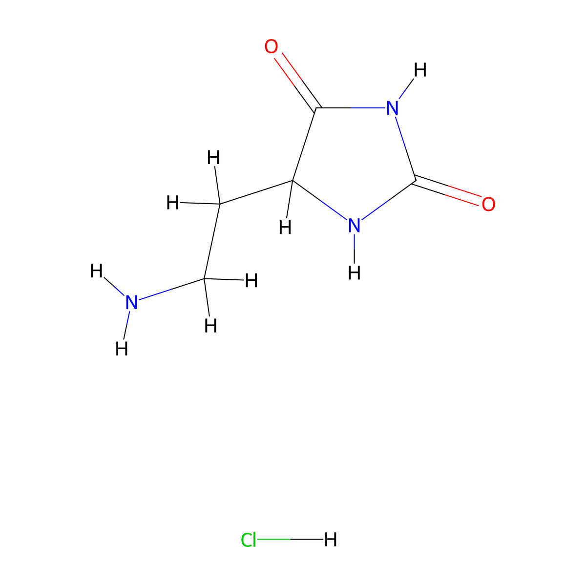 5-(2-Aminoethyl)imidazolidine-2,4-dione hydrochloride molecular structure, CAS 2770358-62-6