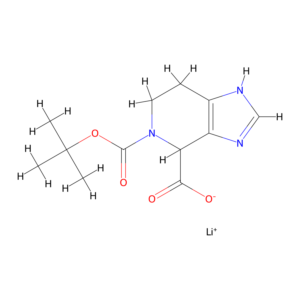 lithium(1+) 5-[(tert-butoxy)carbonyl]-1H,4H,5H,6H,7H-imidazo[4,5-c]pyridine-4-carboxylate molecular structure, CAS 2770358-63-7