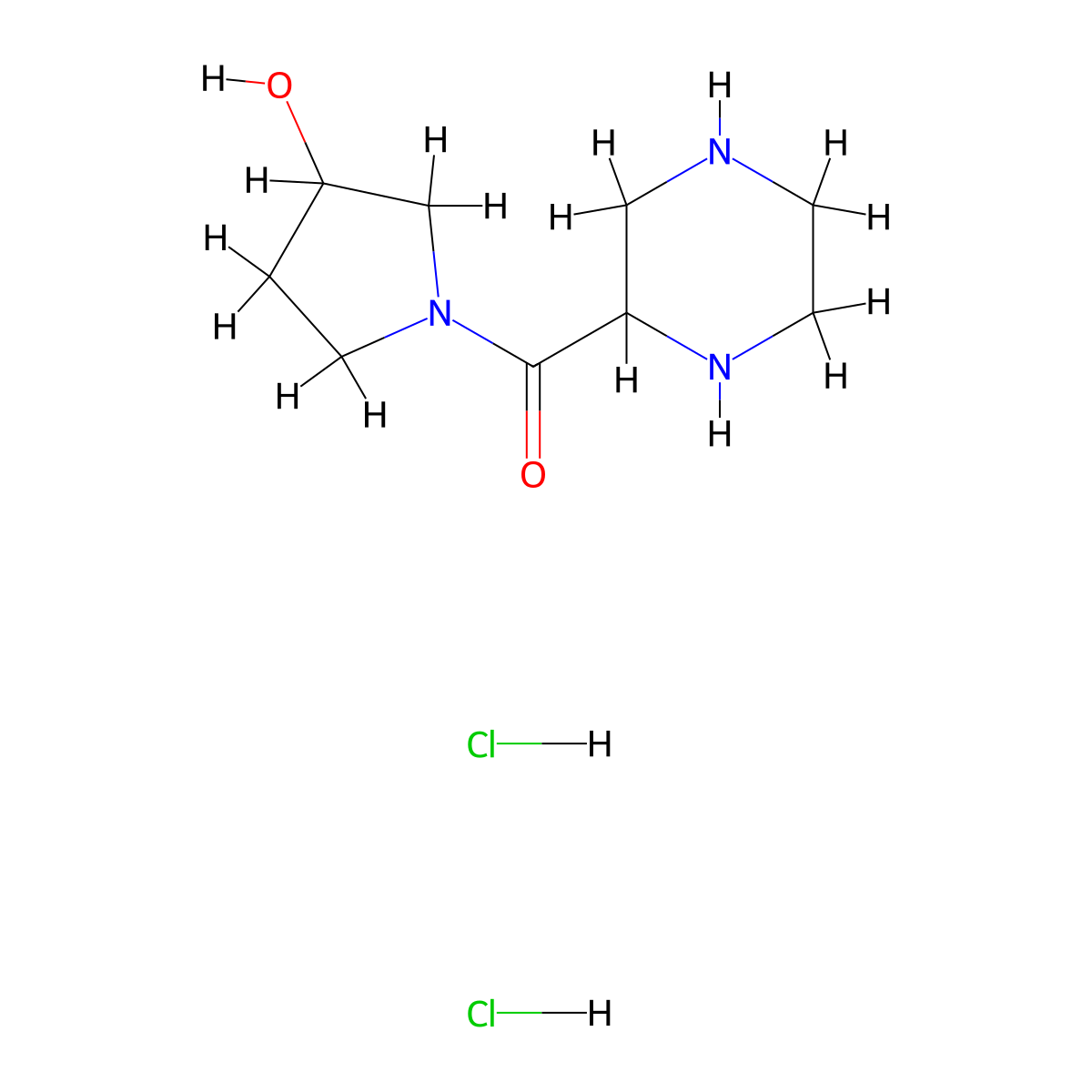 1-(Piperazine-2-carbonyl)pyrrolidin-3-oldihydrochloride molecular structure, CAS 2770358-66-0