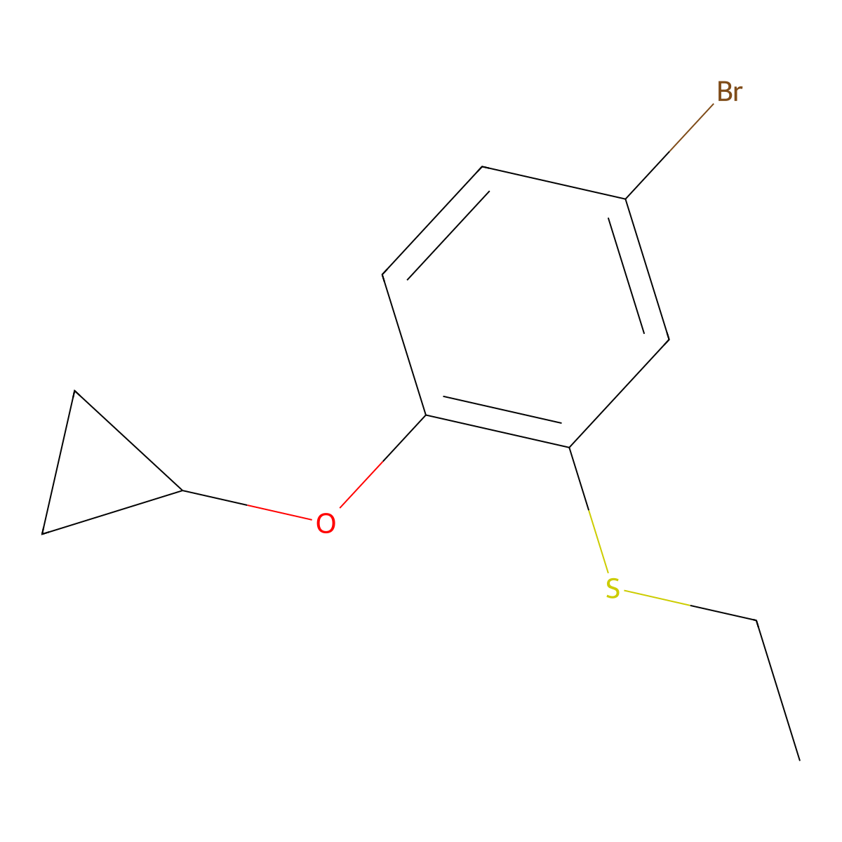 4-Bromo-1-cyclopropoxy-2-(ethylsulfanyl)benzene molecular structure, CAS 2770358-67-1
