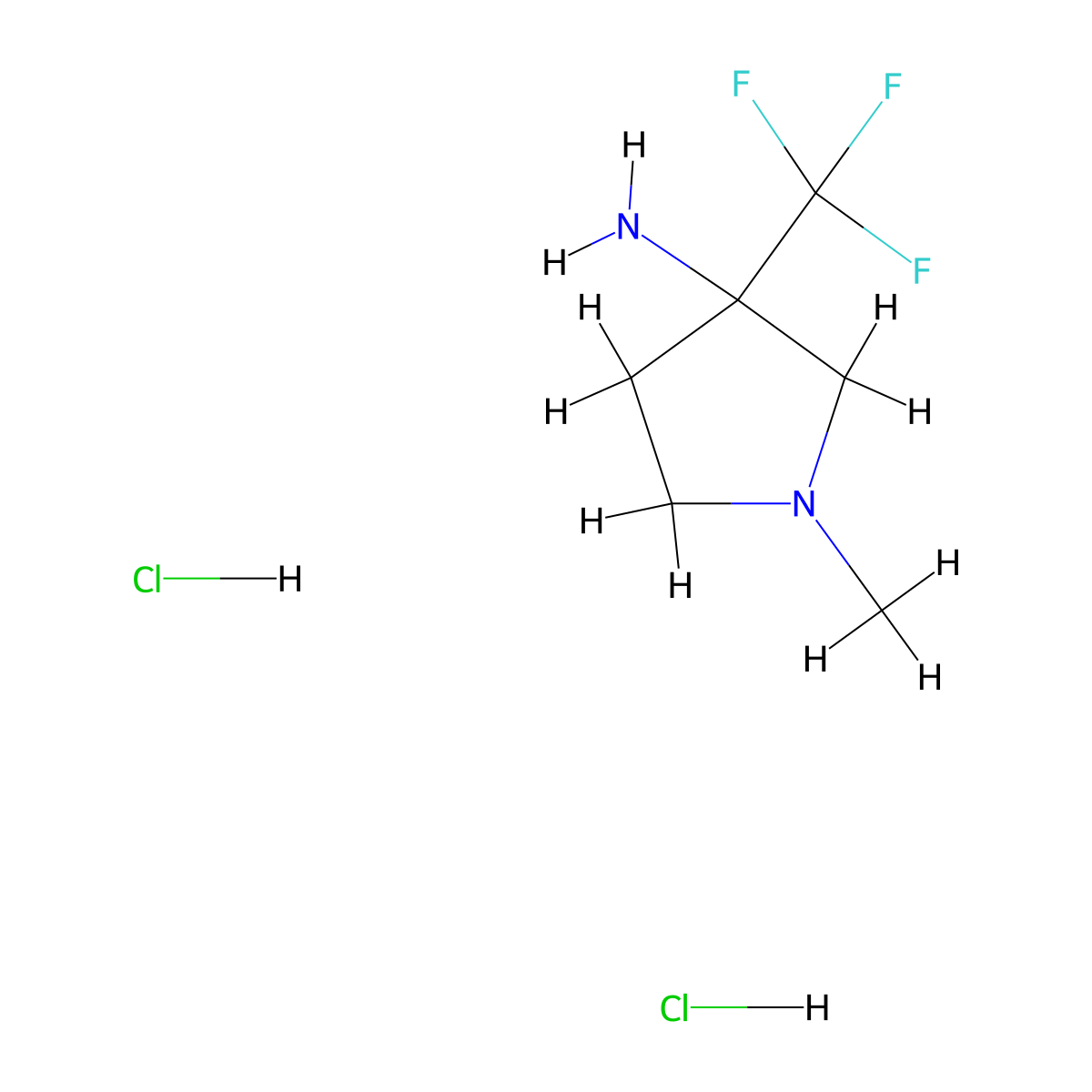 1-Methyl-3-(trifluoromethyl)pyrrolidin-3-amine dihydrochloride molecular structure, CAS 2770358-77-3