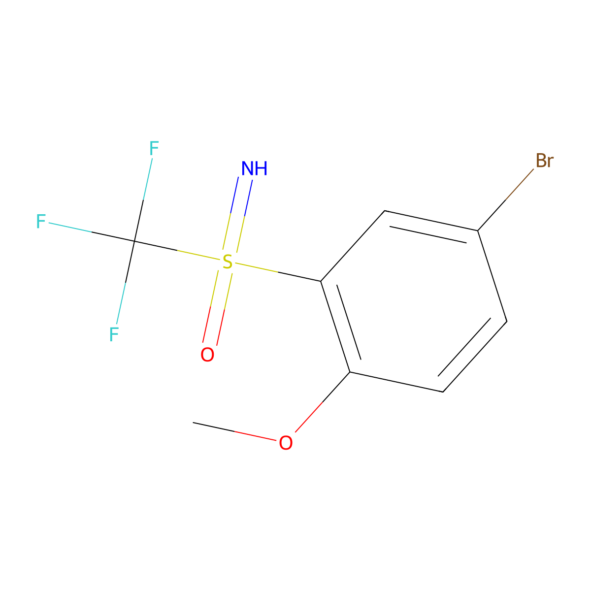 (5-Bromo-2-methoxyphenyl)(imino)(trifluoromethyl)-lambda6-sulfanone molecular structure, CAS 2770358-79-5