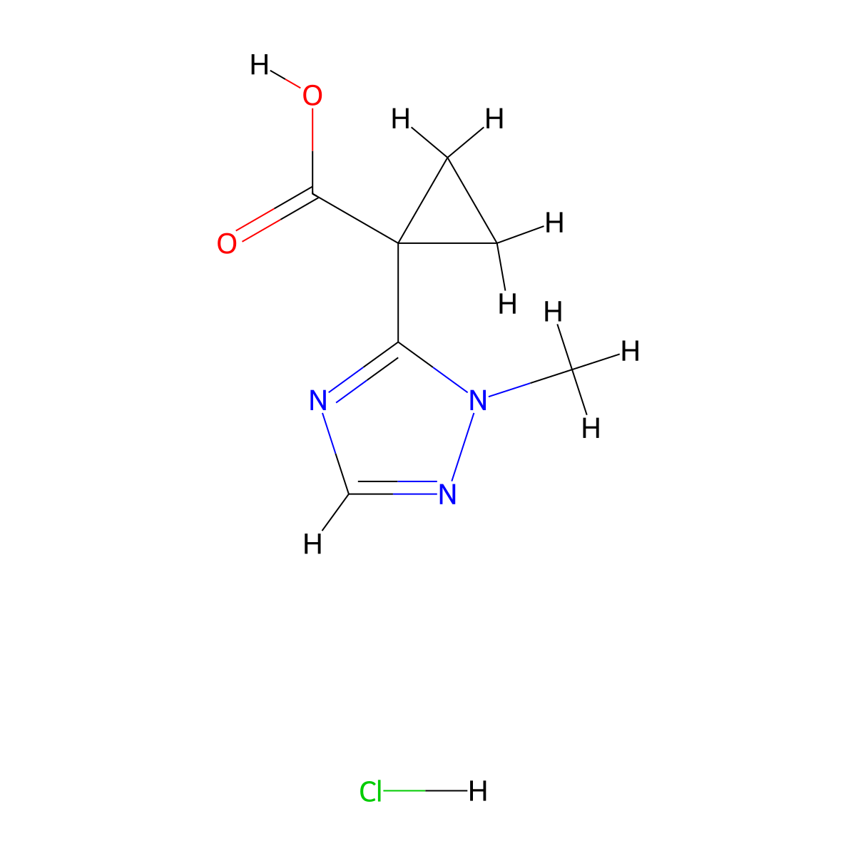 1-(1-methyl-1H-1,2,4-triazol-5-yl)cyclopropane-1-carboxylic acid hydrochloride molecular structure, CAS 2770358-83-1
