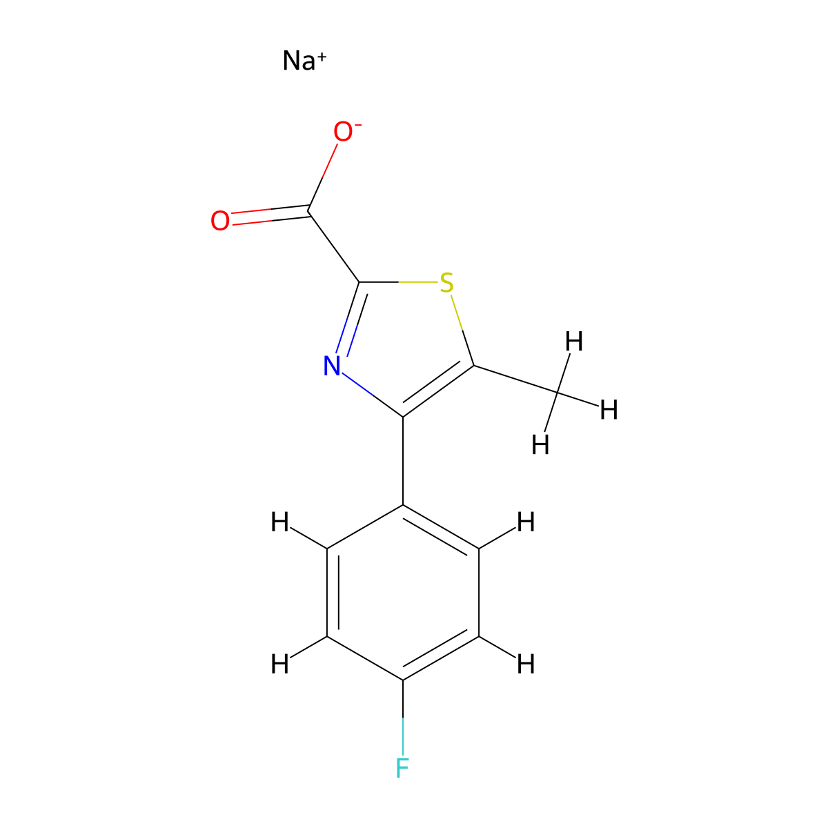 Sodium 4-(4-fluorophenyl)-5-methyl-1,3-thiazole-2-carboxylate molecular structure, CAS 2770358-84-2