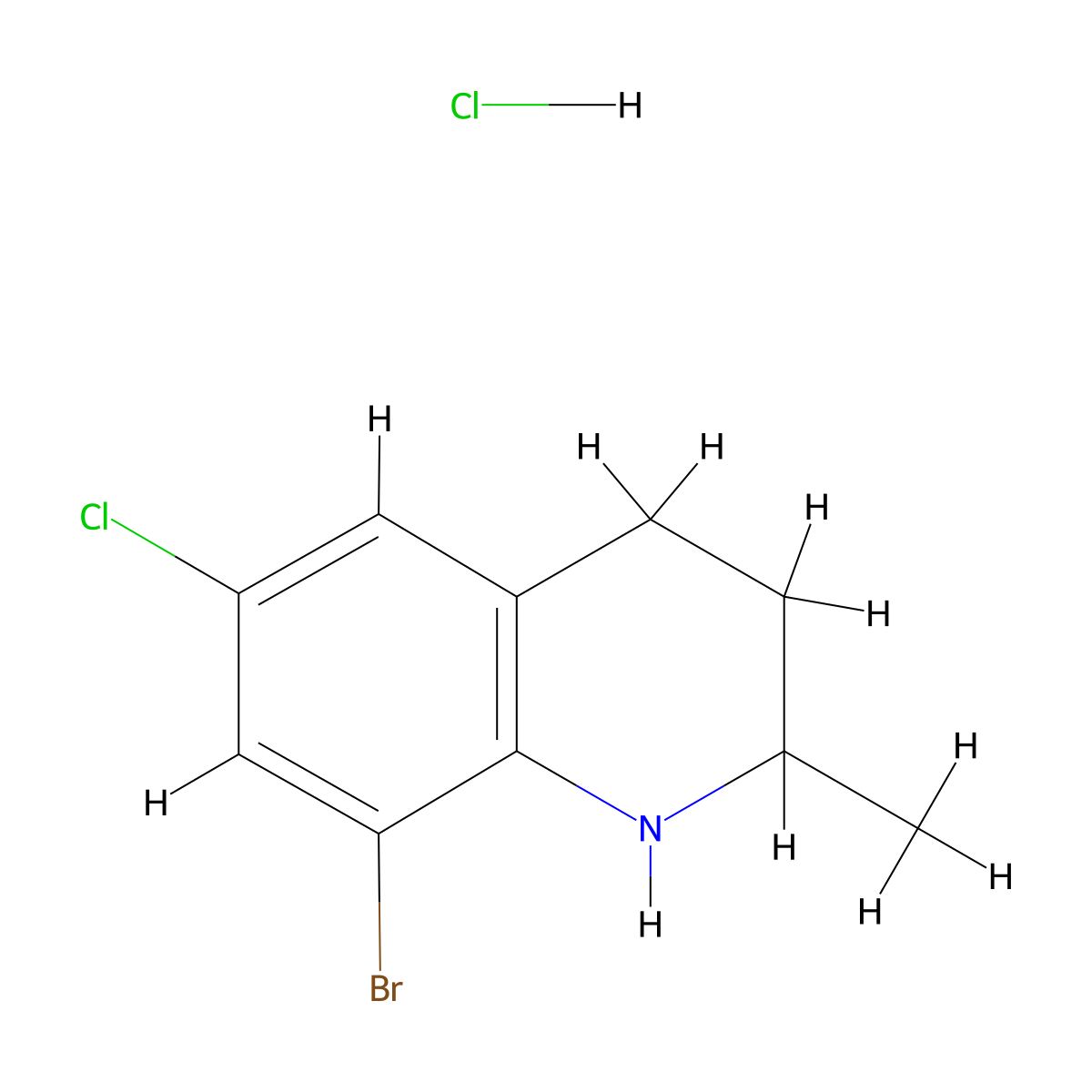 8-Bromo-6-chloro-2-methyl-1,2,3,4-tetrahydroquinoline hydrochloride molecular structure, CAS 2770358-87-5