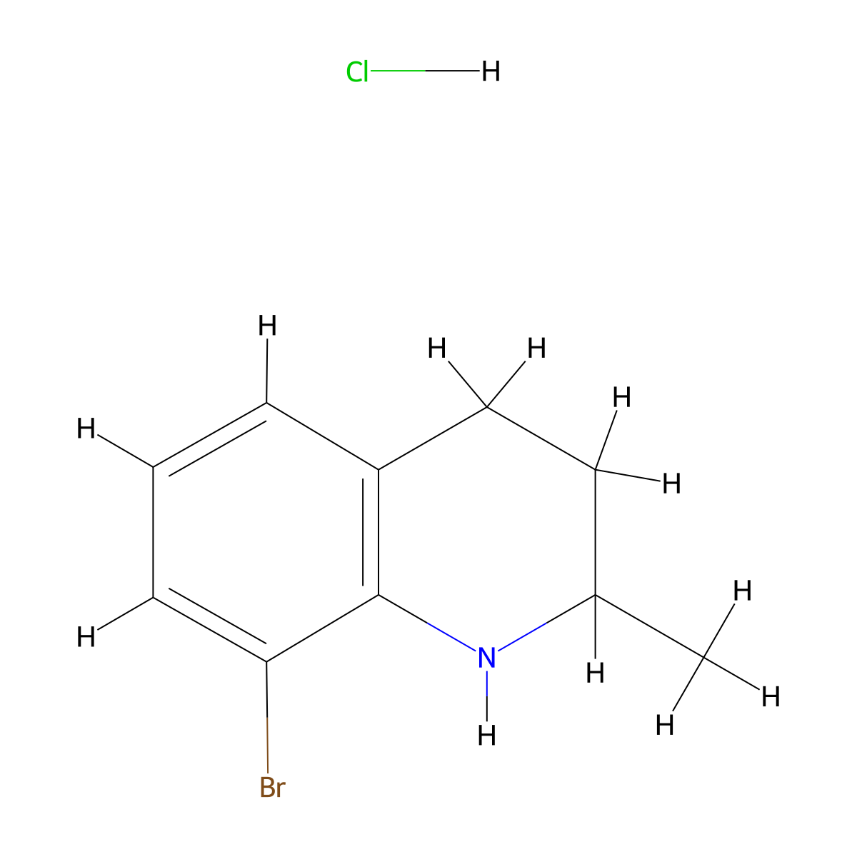 8-Bromo-2-methyl-1,2,3,4-tetrahydroquinoline hydrochloride molecular structure, CAS 2770358-88-6