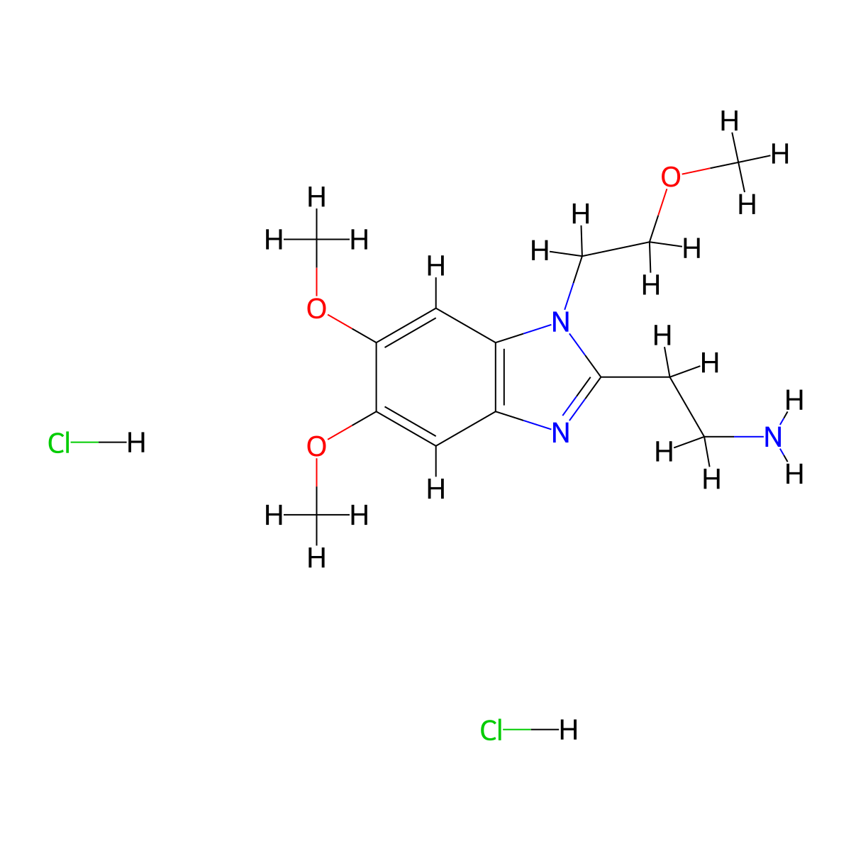 2-(5,6-dimethoxy-1-(2-methoxyethyl)-1H-1,3-benzodiazol-2-yl)ethan-1-amine dihydrochloride molecular structure, CAS 2770358-90-0