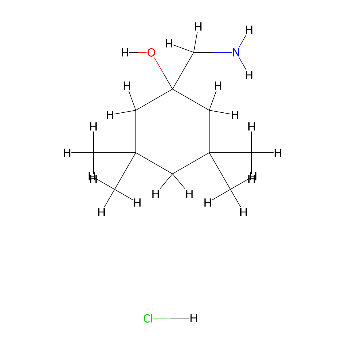 1-(Aminomethyl)-3,3,5,5-tetramethylcyclohexan-1-ol hydrochloride molecular structure, CAS 2770359-01-6