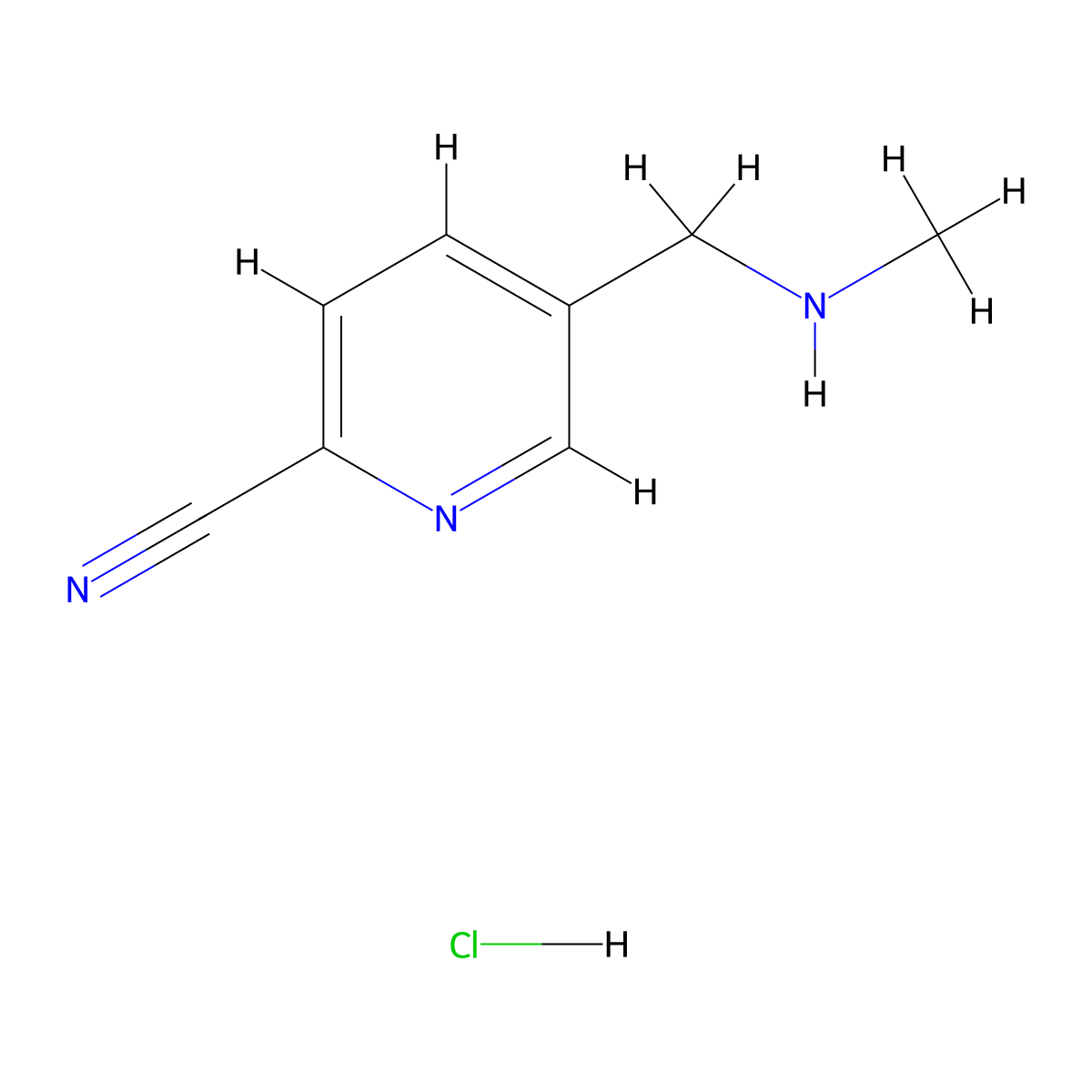 5-[(Methylamino)methyl]pyridine-2-carbonitrilehydrochloride molecular structure, CAS 2770359-03-8