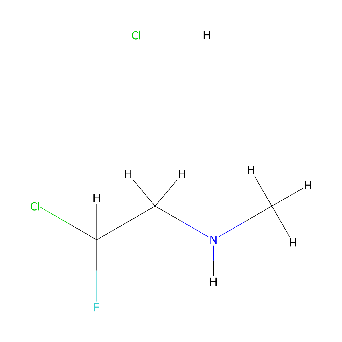 (2-Chloro-2-fluoroethyl)(methyl)amine hydrochloride molecular structure, CAS 2770359-06-1