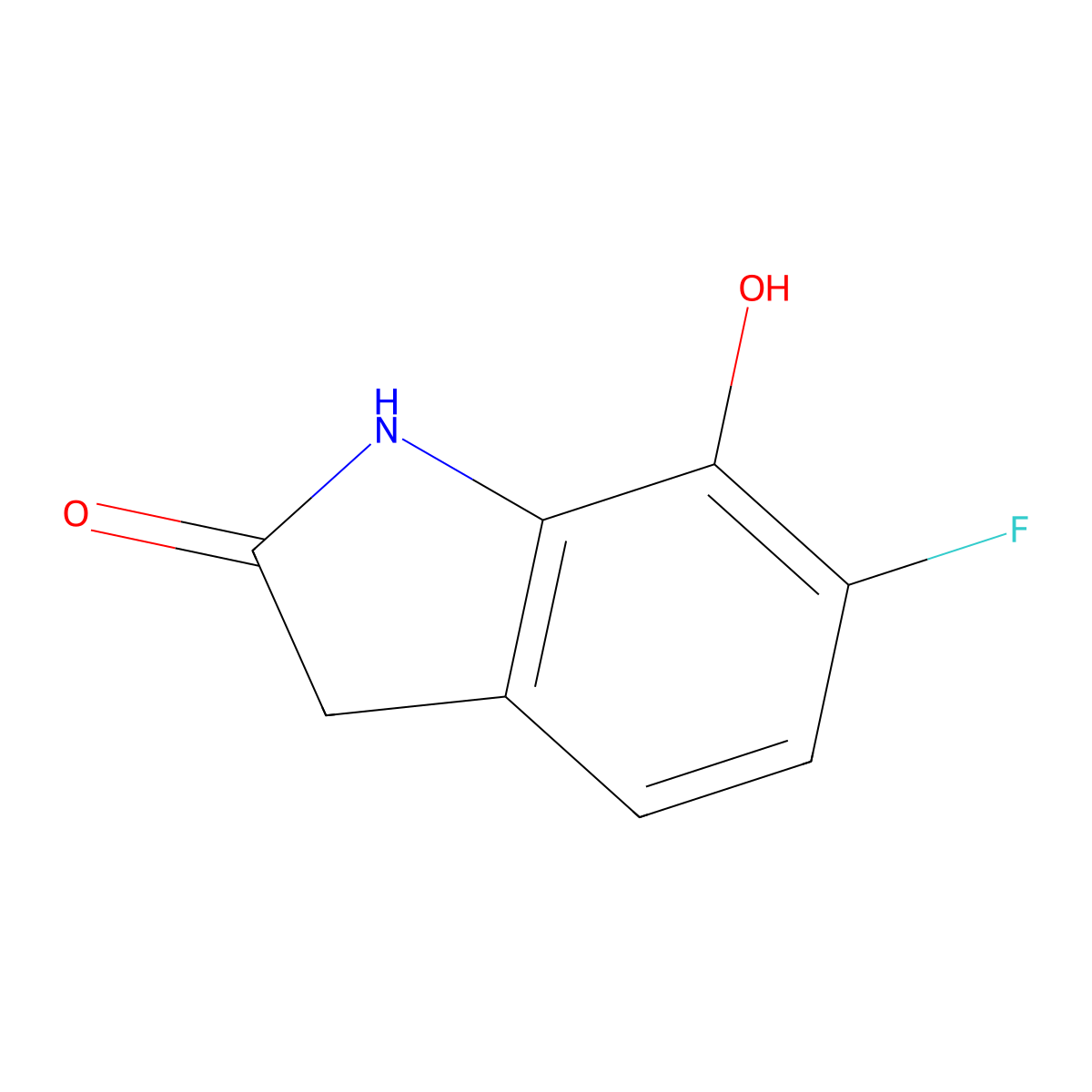 6-fluoro-7-hydroxy-2,3-dihydro-1H-indol-2-one molecular structure, CAS 2770359-09-4